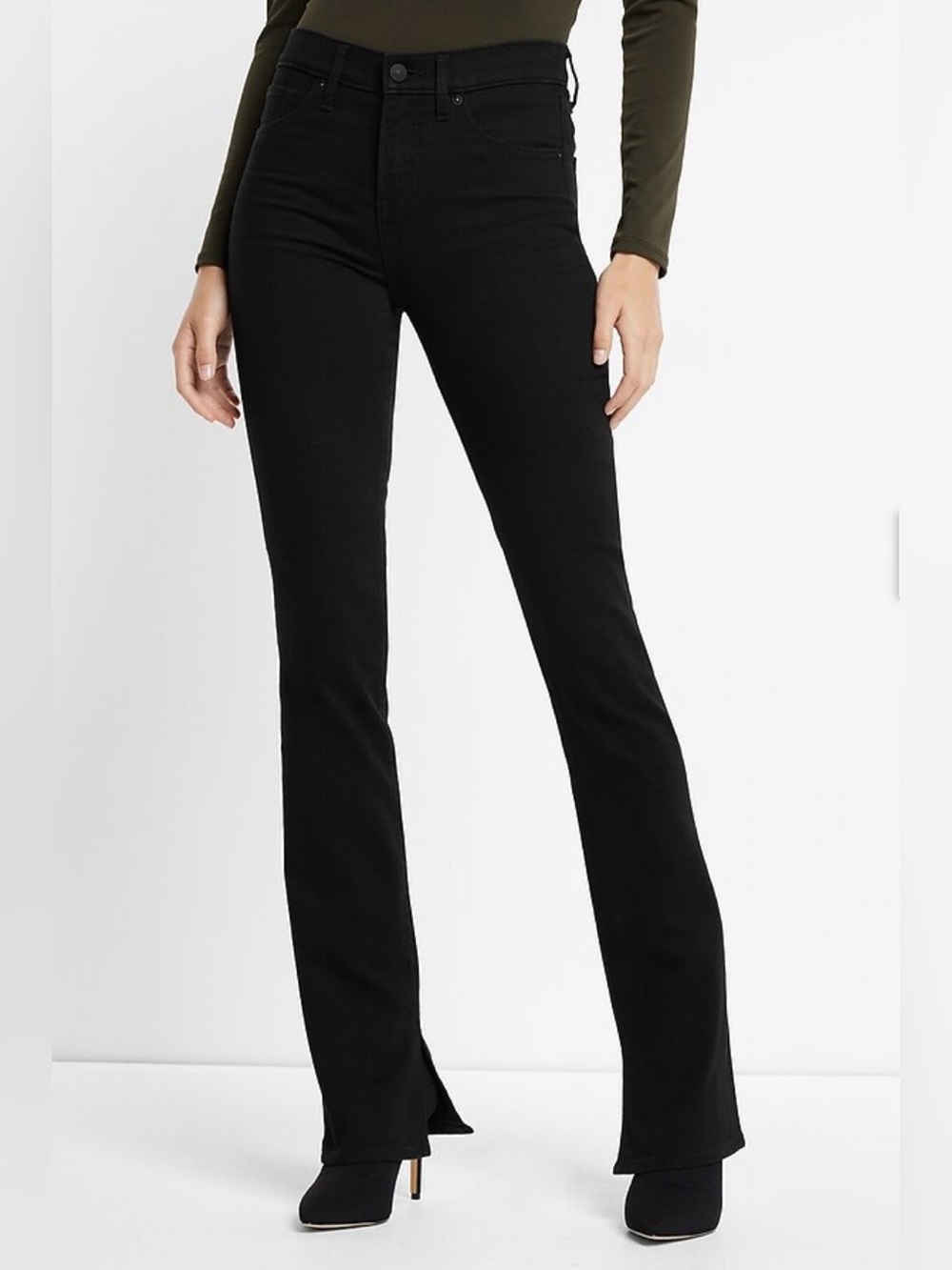 NWT Express Women’s Premium Stretch Midrise Skyscraper Black Jeans ~6R~ $88